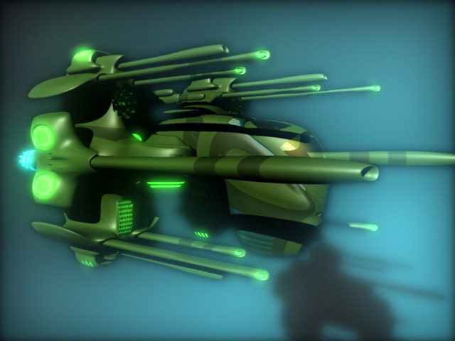 Sci-Fi Heavy Gunship 3d rendering