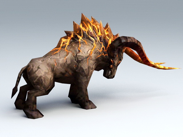 Demon Fire Bull Rig 3d model 3ds Max files free download - modeling