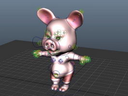 Cartoon Pig Rig 3d model preview