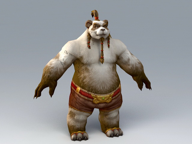 Male Pandaren Monk 3d rendering