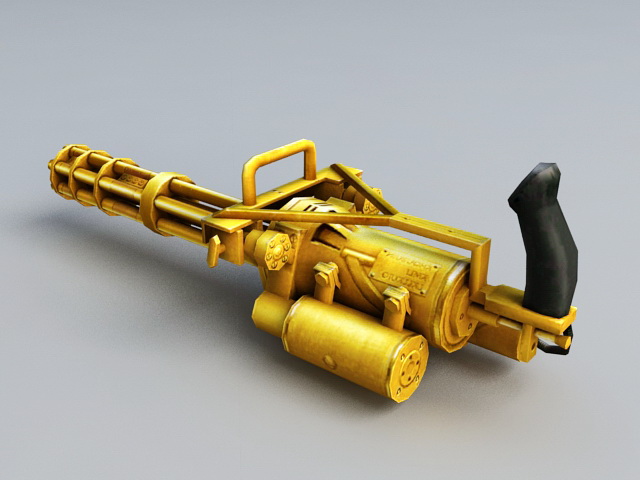 Golden Minigun 3d rendering