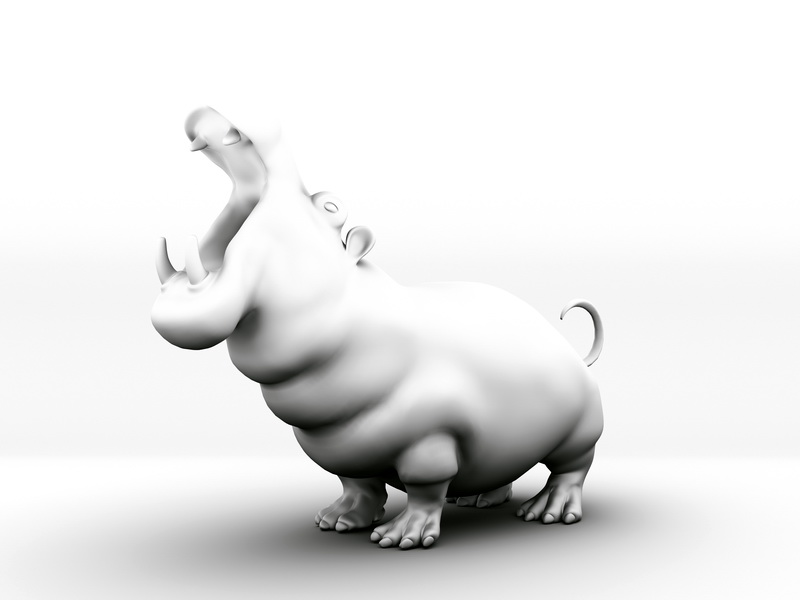 Hippo Statue 3d rendering