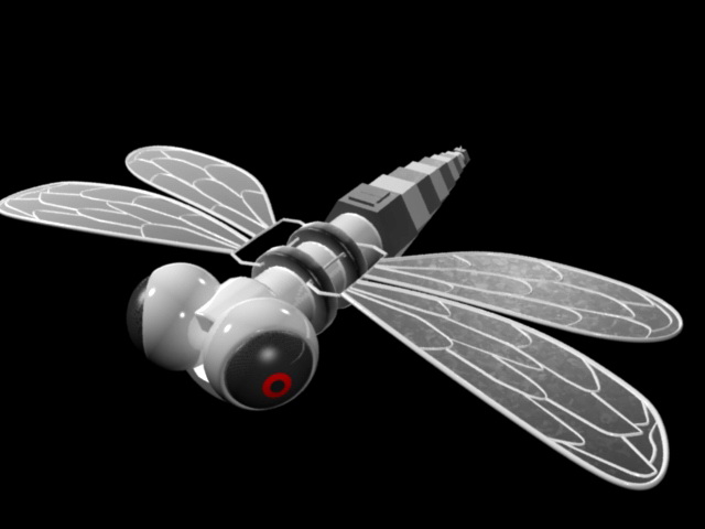 Robotic Dragonfly 3d rendering