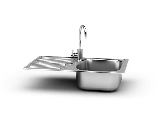 Stainless Steel Kitchen Sink 3d rendering