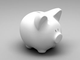 White Piggy Bank 3d model preview