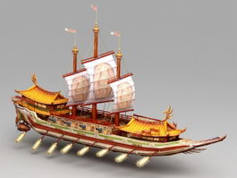 Ancient Chinese Junk Ship 3d preview
