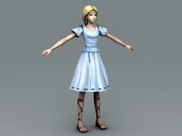 Retro Girl Character 3d model preview