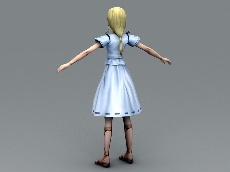 Retro Girl Character 3d rendering