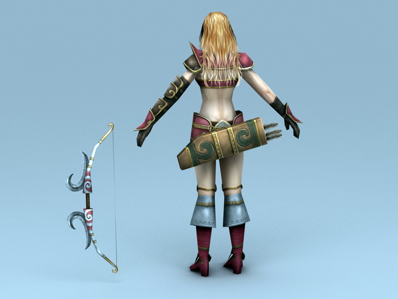 Female Medieval Archer 3d rendering