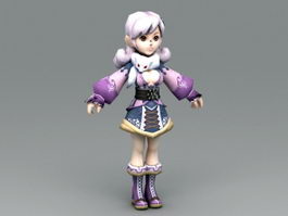 Pretty Anime Lady 3d model preview