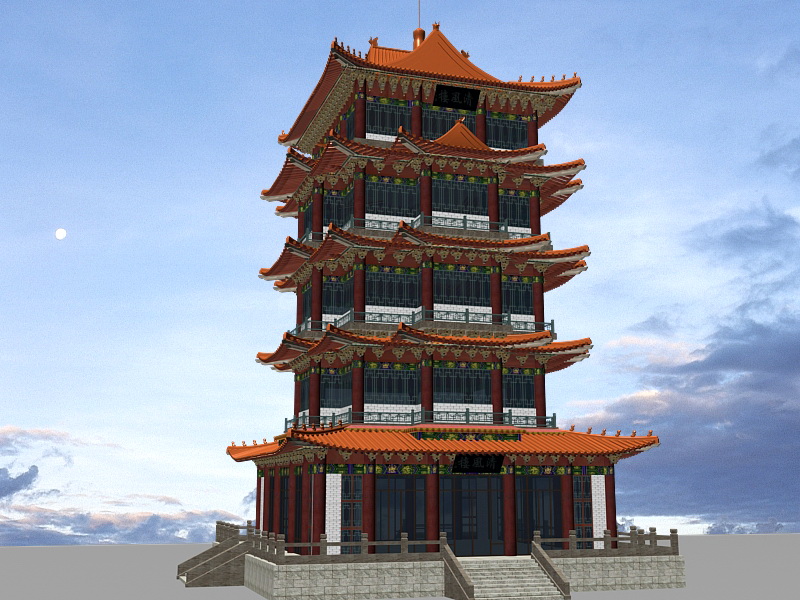 Chinese Pagoda 3d rendering