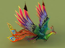 Rainbow Phoenix Animated & Rig 3d preview