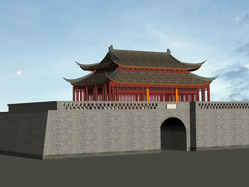 Ancient City Gate 3d rendering