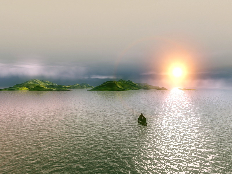 Island Sunset 3d rendering