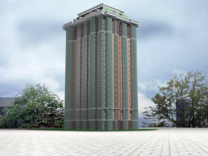 Communist Apartment Block 3d rendering
