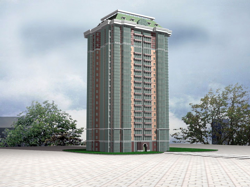 Communist Apartment Block 3d rendering