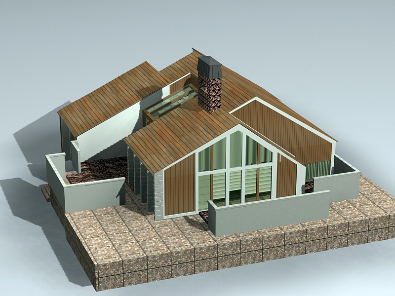 Modern Rustic House 3d rendering