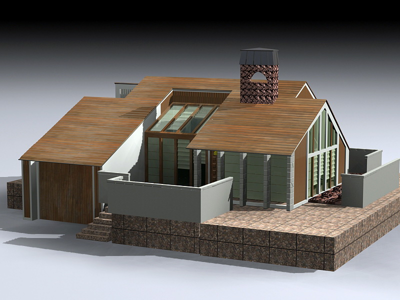 Modern Rustic House 3d rendering