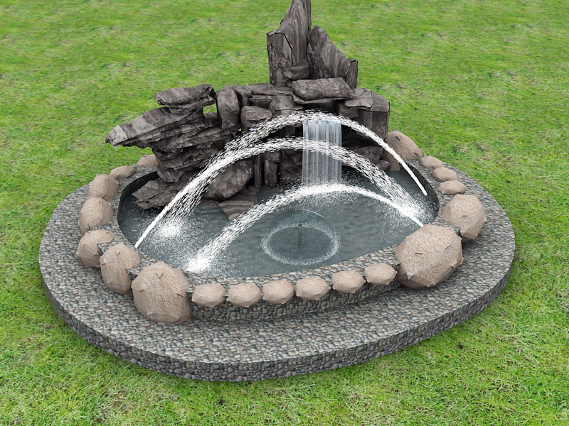 Garden Rock Fountain 3d rendering