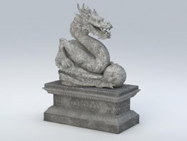 Stone Dragon Sculpture 3d model preview