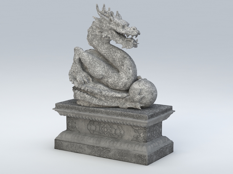 Stone Dragon Sculpture 3d rendering