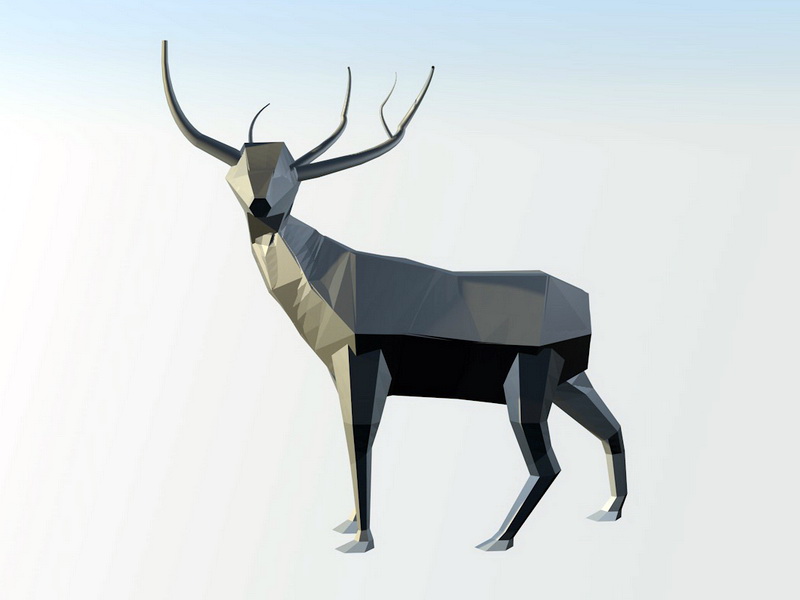 Low Poly Elk 3d rendering
