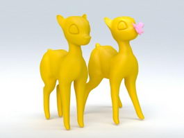 Cartoon Fawn Couple 3d model preview