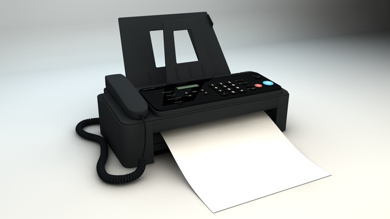 Black Fax Machine 3d rendering