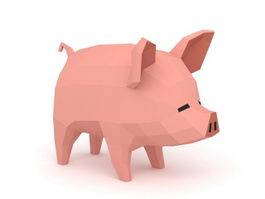 Low Poly Pig 3d model preview