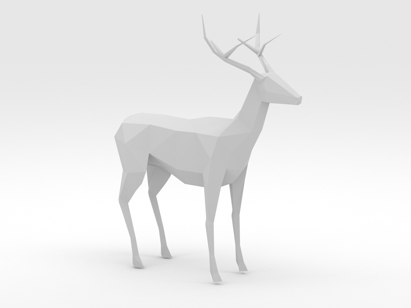 Low Poly Deer 3d rendering
