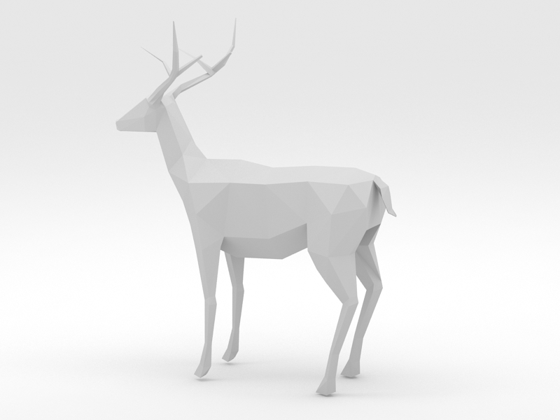 Low Poly Deer 3d rendering