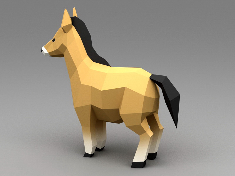 Low Poly Horse 3d model Object files free download