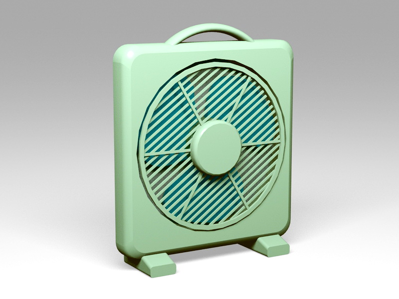 Green Box Fan 3d rendering