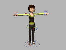 Girl Character Rig 3d model preview