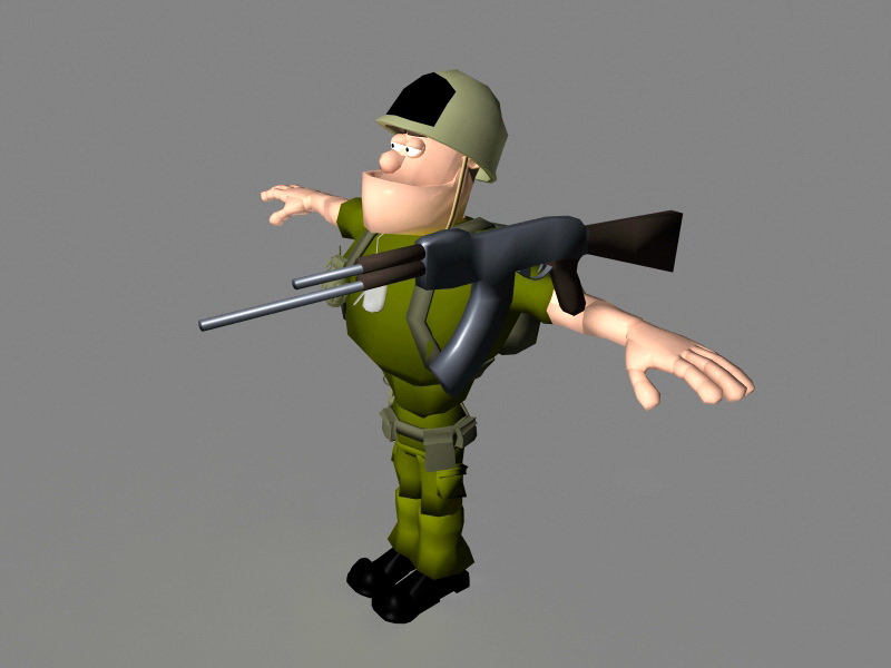 Cartoon Soldier Rig 3d rendering