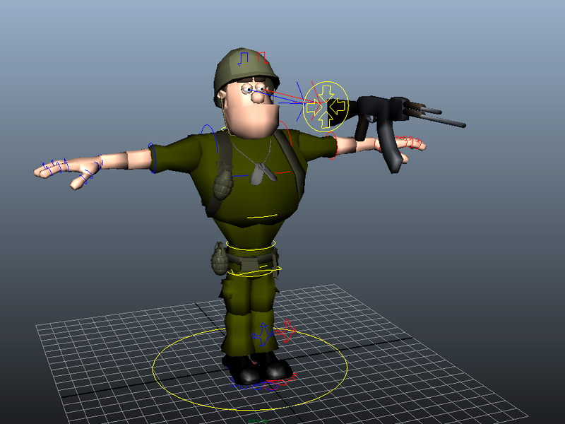 Cartoon Soldier Rig 3d rendering