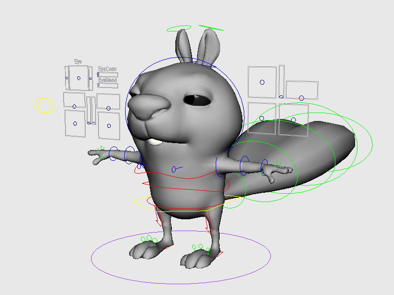 Cartoon Squirrel Character Rig 3d rendering