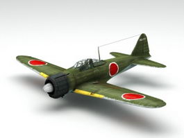WW2 A6M Zero Fighter 3d model preview