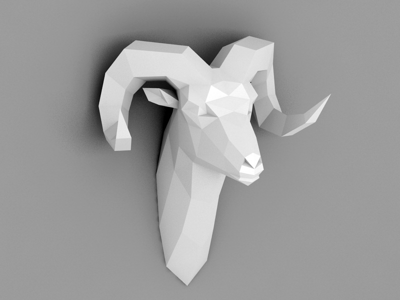 Low Poly Sheep Head 3d rendering