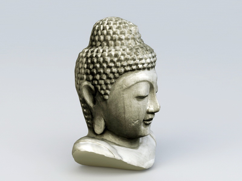 Antique Stone Buddha Head 3d rendering