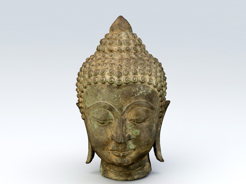 Antique Bronze Buddha Head 3d rendering
