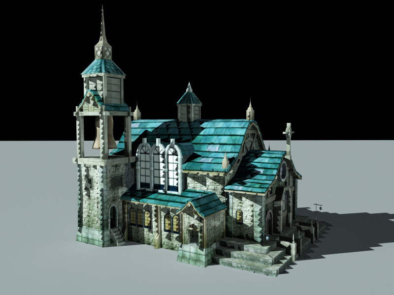 Medieval Catholic Church 3d rendering