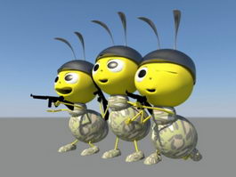 Cartoon Soldier Ant Rig 3d model preview