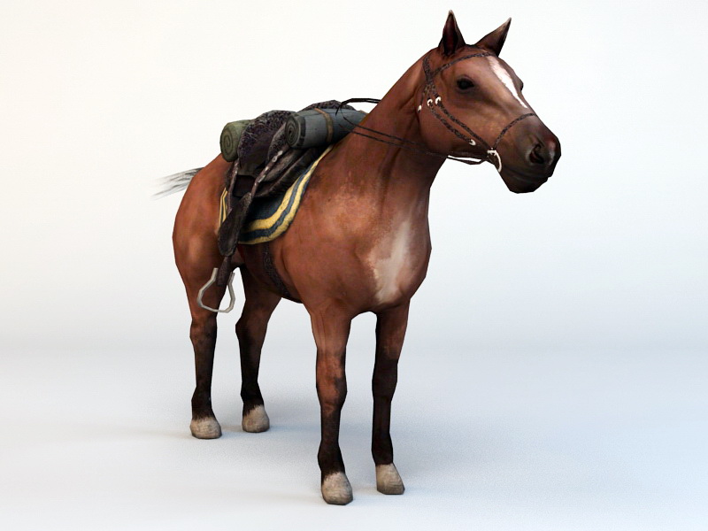 Horse with Saddle 3d rendering