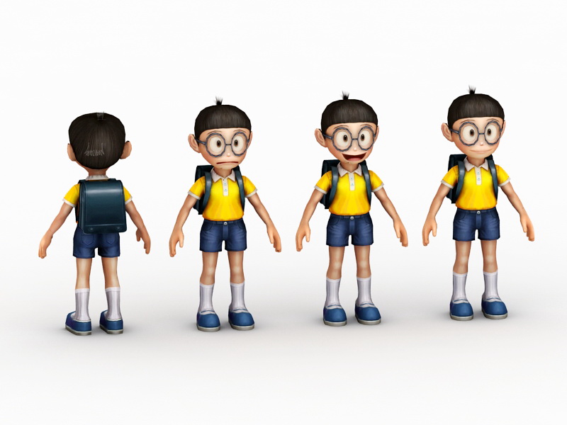 Chibi Anime School Boy 3d model 3ds Max files free