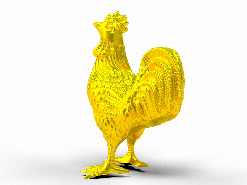 Golden Rooster 3d rendering