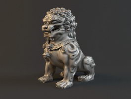 Bronze Lion Statue 3d model preview