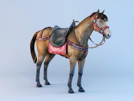 Horse with Saddle 3d model preview