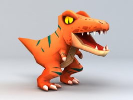 Cute Velociraptor Dinosaur 3d model preview