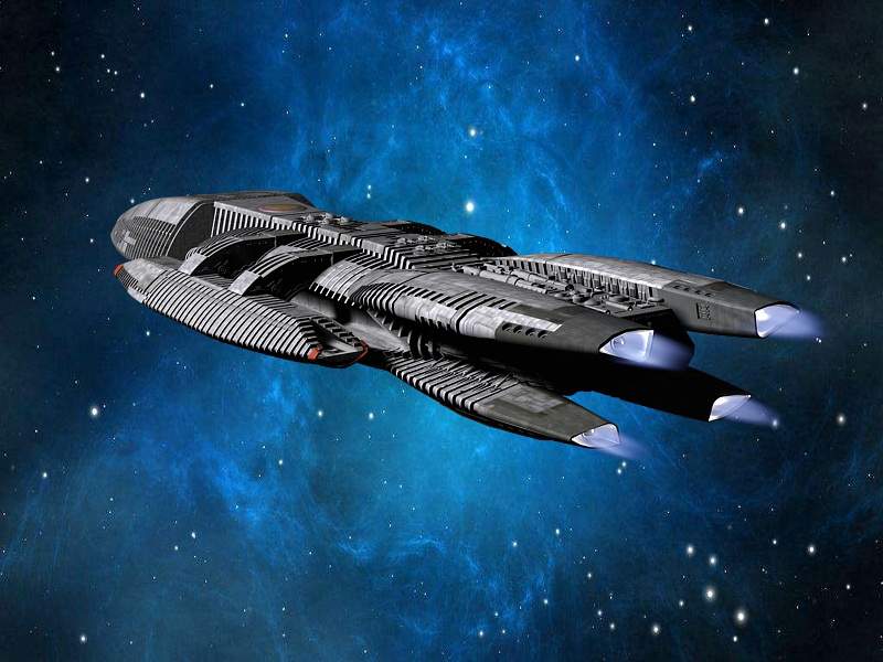 Battlestar Galactica Ship 3d rendering. 
